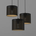 żyrandol Loft shade talerz dia 300, black, cylinder shade dia 180, h 150 black/gold 3xE27