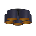 plafon Arden black, cylinder shade navy blue/gold 5xE27
