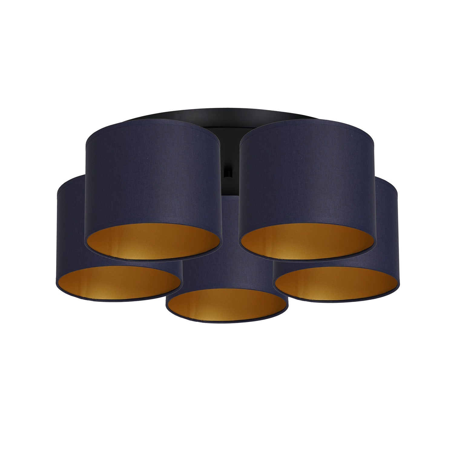 plafon Arden black, cylinder shade navy blue/gold 5xE27
