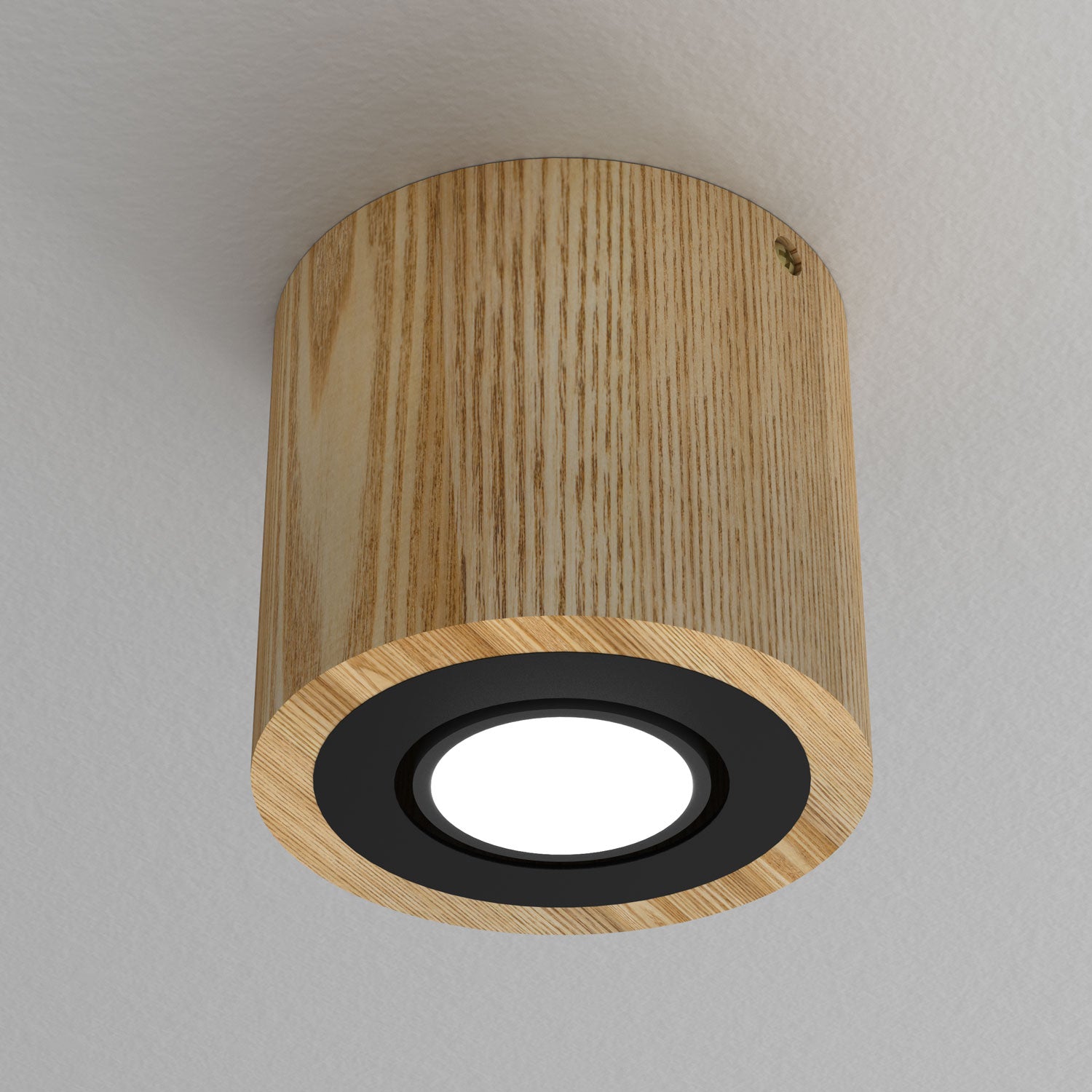 Downlight drewno + metalowy ring w kolorze czarnym 1xGU10 (Ceryfikat FSC 100%, SGSCH-COC-070615)