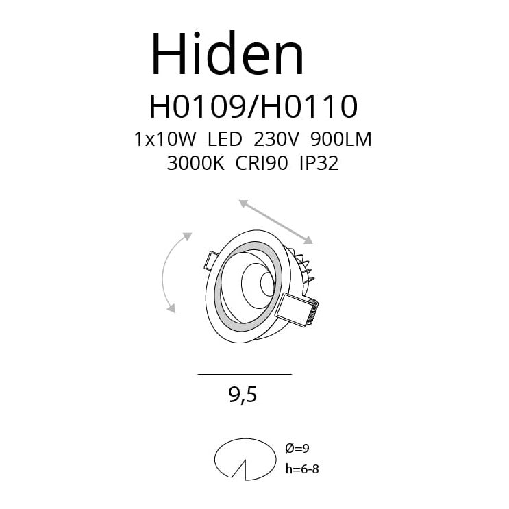 Maxlight Oprawa wpuszczana Hiden - Metal + akryl - Czarny H0110