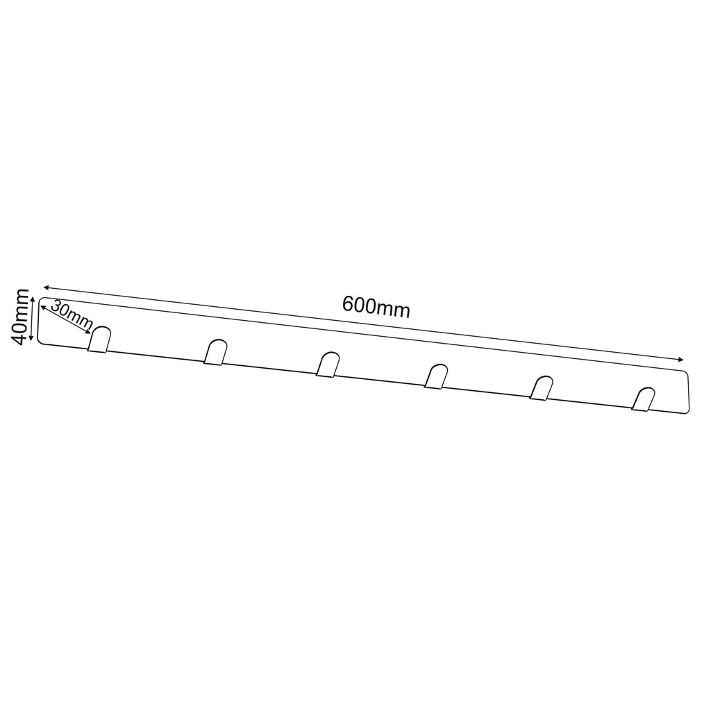 wall towel hanger 60 cm - multiple - 6 rack, white