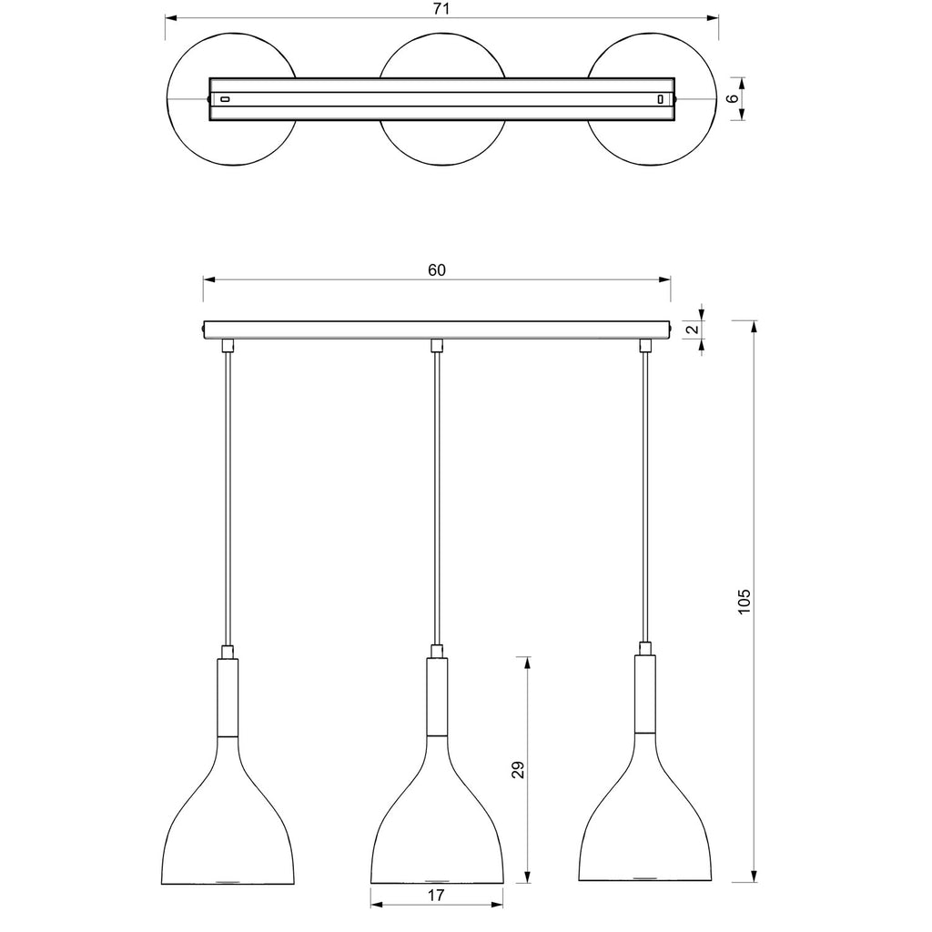 żyrandol line bar Noak white/chrome 3xE27