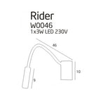 Maxlight Kinkiet Rider - Metal + aryl + silikon - Czarny W0046