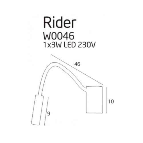 Maxlight Kinkiet Rider - Metal + aryl + silikon - Czarny W0046