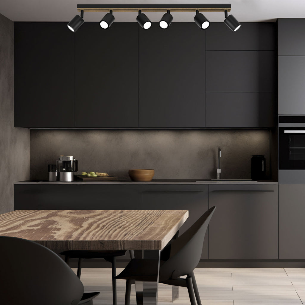 Spot Terra line 800 black/wood/black swivel 6xGU10 (Ceryfikat FSC 100%, SGSCH-COC-070615)