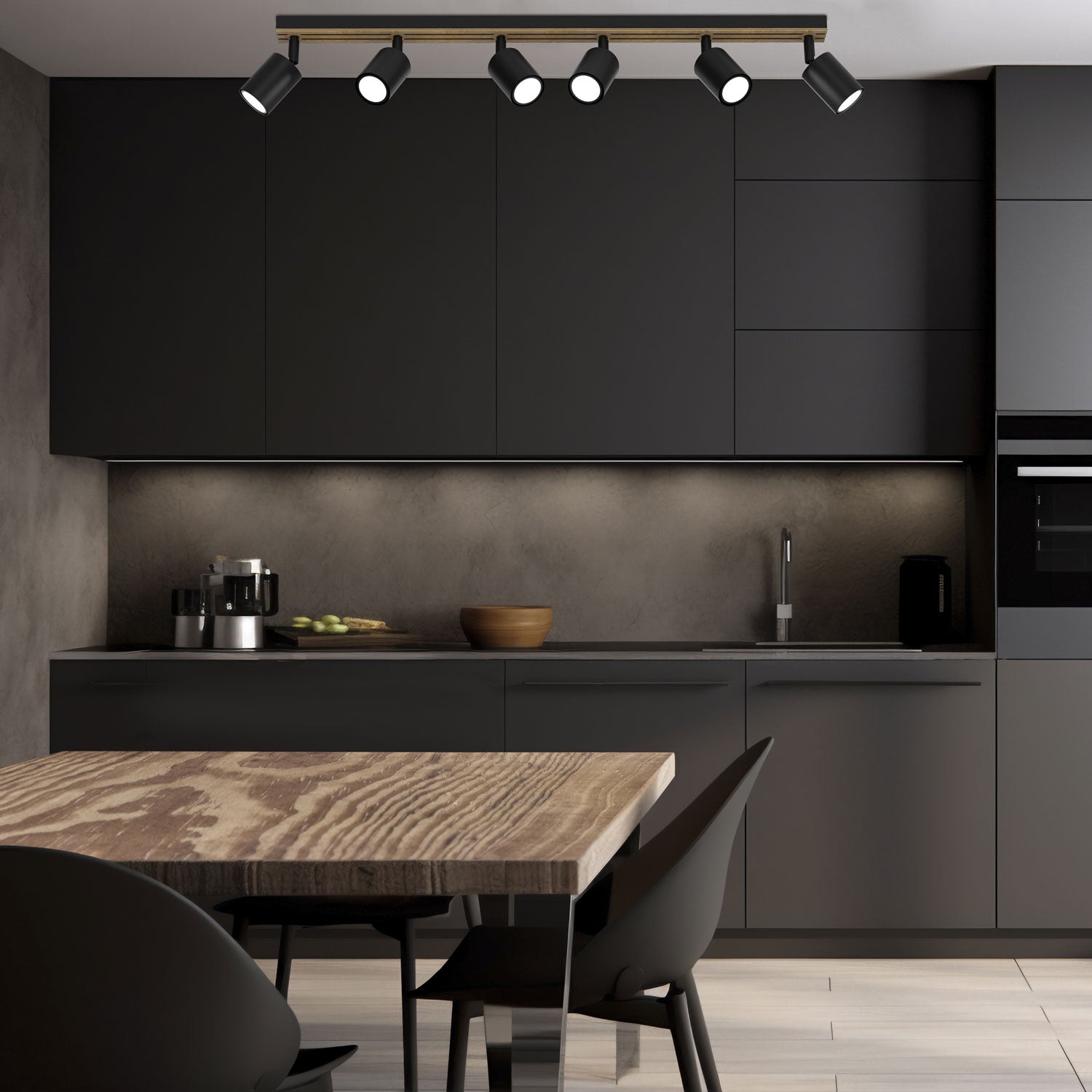Spot Terra line 800 black/wood/black swivel 6xGU10 (Ceryfikat FSC 100%, SGSCH-COC-070615)