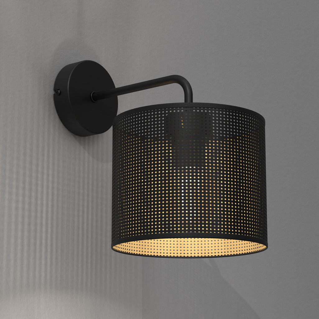 kinkiet Loft shade black, cylinder shade dia 180, h 150 black/gold 1xE27