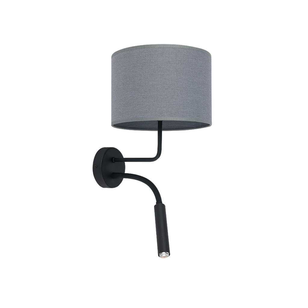 Nowodvorski Kinkiet regulowany z włącznikiem HOTEL PLUS 10W only LED, 10W only LED 50/60Hz - Tkanina - Szary 9071