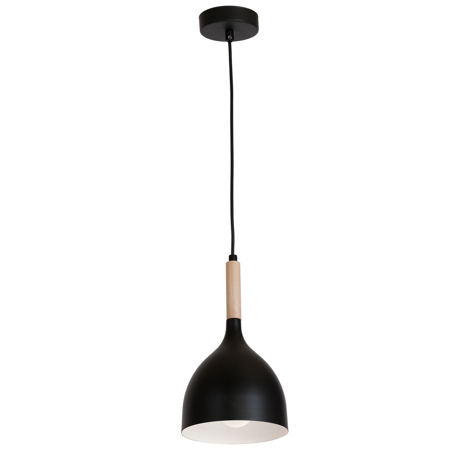 żyrandol Noak black/natural wood 1xE27