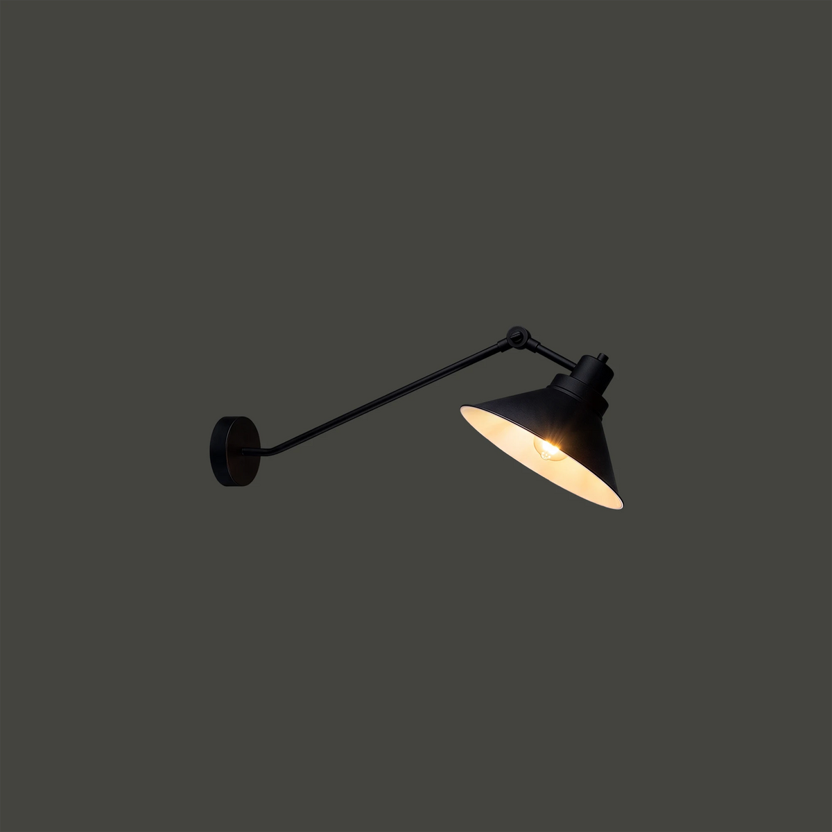 Nowodvorski Kinkiet regulowany TECHNO 25W only LED 50/60Hz - Stal lakierowana - Czarny 9145 - lampa włączona