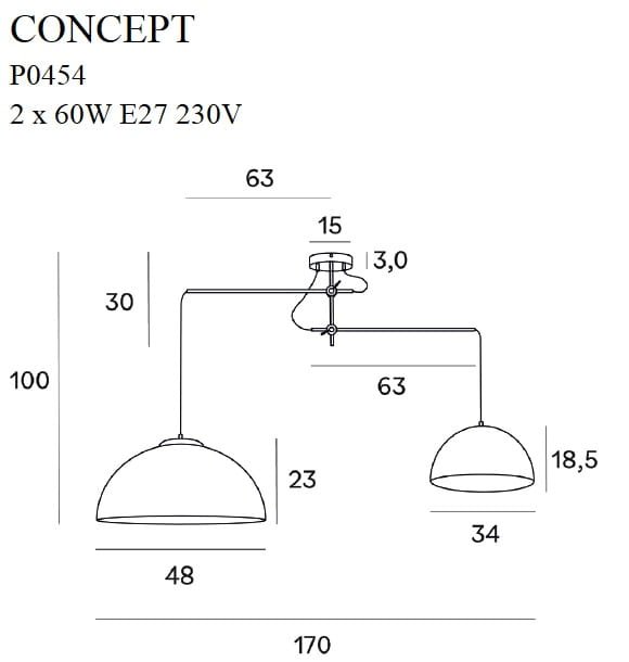Maxlight Lampa wisząca Concept - Metal - Złoty P0454