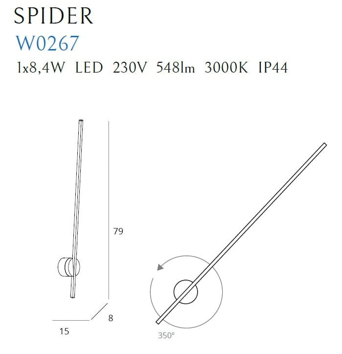 Maxlight Kinkiet Spider - Metal + akryl - Czarny W0267