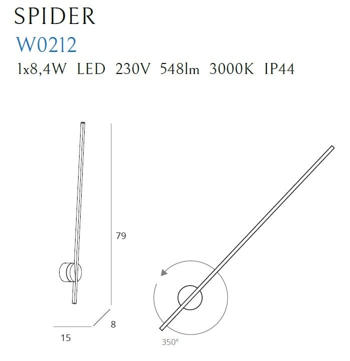 Maxlight Kinkiet Spider - Metal + akryl - Biały W0212