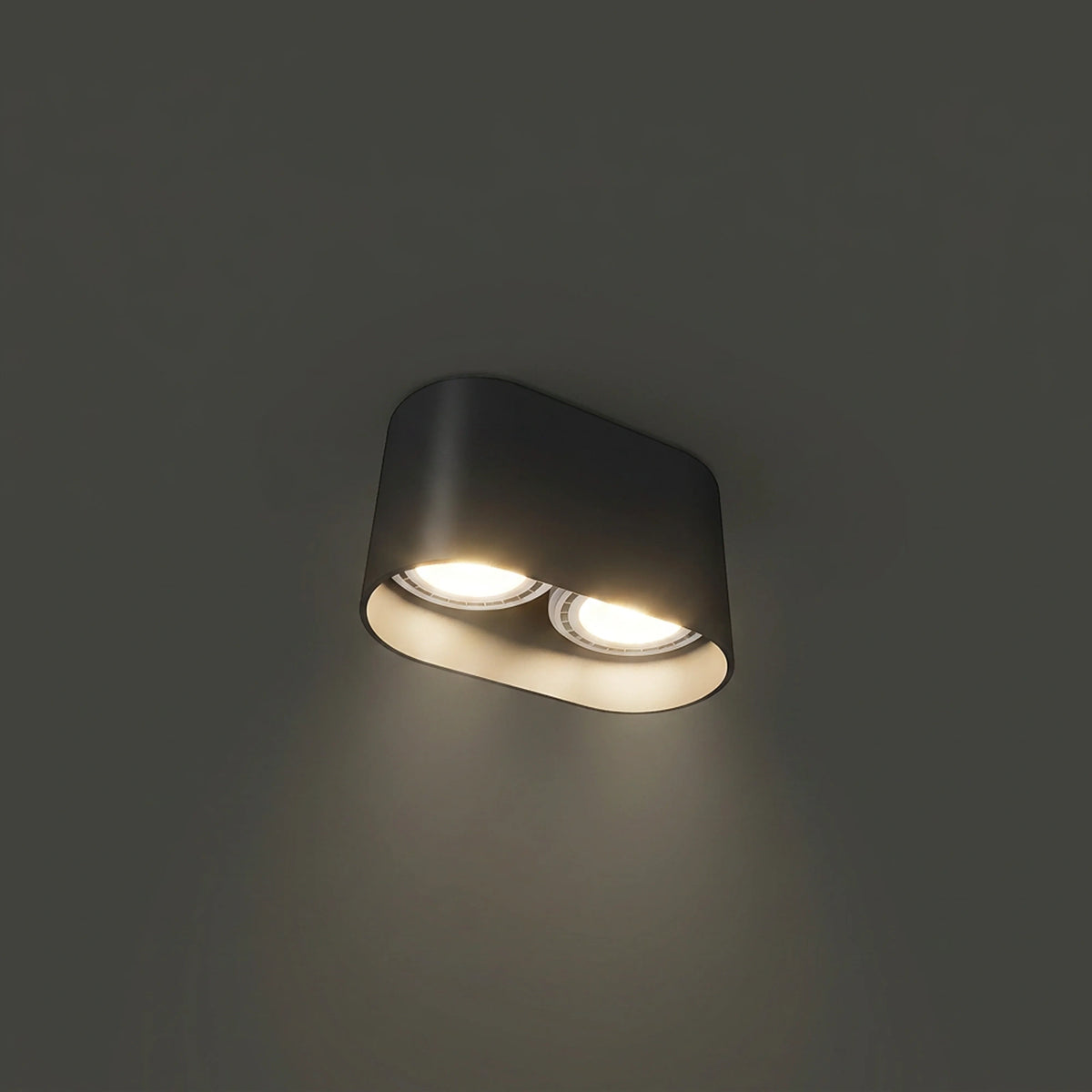 Nowodvorski Lampa downlights natynkowa OVAL 15W only LED 50/60Hz - Aluminium lakierowane - Czarny 9240 - lampa włączona