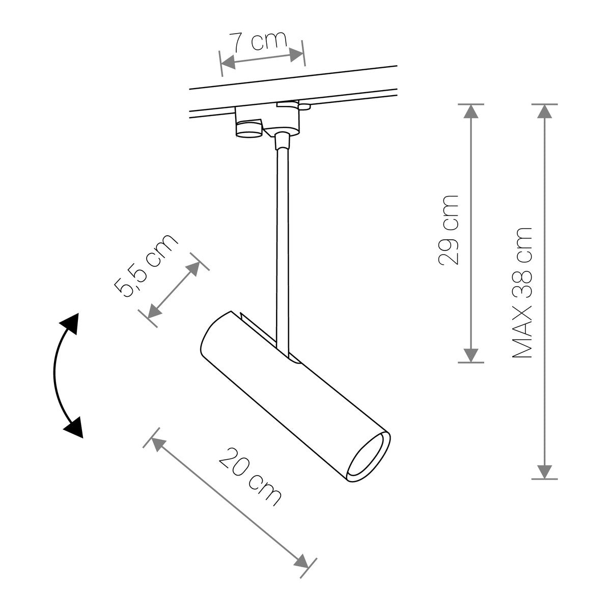 Nowodvorski System szynowy PROFILE EYE SUPER C 1-obwodowy Profile Lampa 10W only LED - Stal lakierowana - Czarny 9244