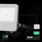30W Naświetlacz VENTO 185 / Barwa:4000K / Obudowa: Czarna / Skuteczność 185lm/W