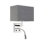 Nowodvorski Kinkiet regulowany z włącznikiem HOTEL LED 1x25W only LED, 1x2.2W LED 50/60Hz - Tkanina - Szary