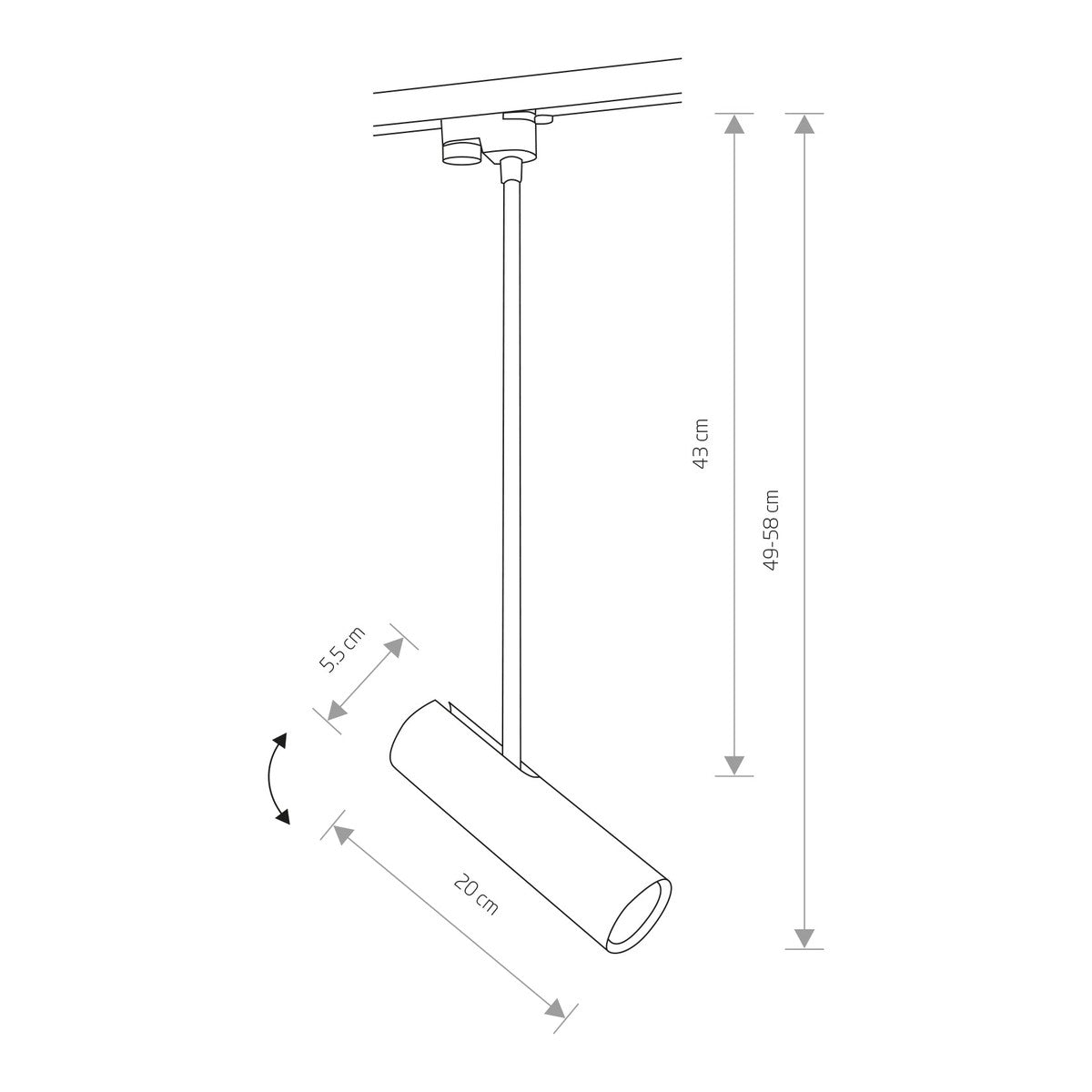 Nowodvorski System szynowy PROFILE EYE SUPER A 1-obwodowy Profile Lampa 10W only LED - Stal lakierowana - Czarny 9325