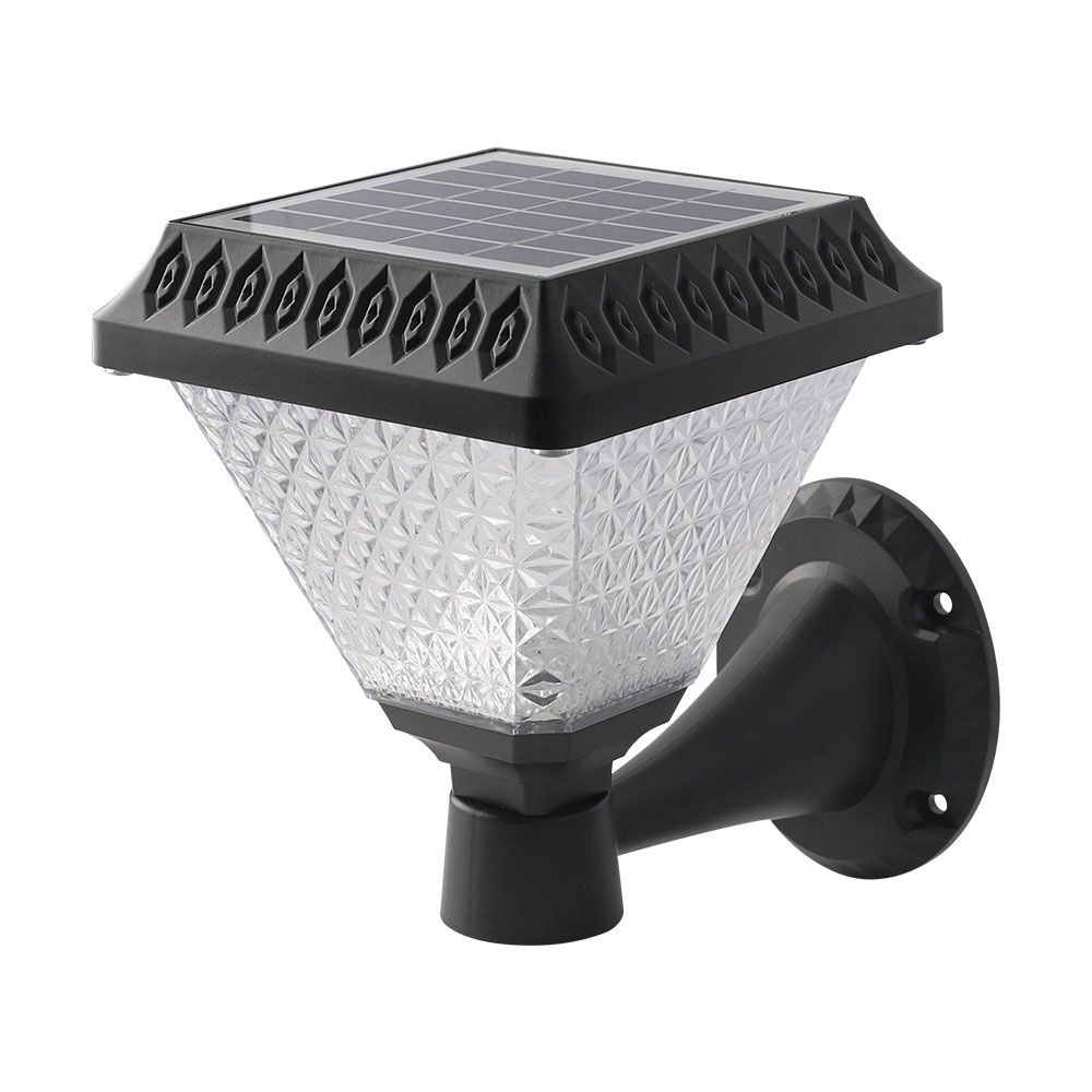 0.8W Solarna kinkiet ogrodowy / Wysokość: 230 mm / Obudowa: Czarna / Barwa:3w1 / IP44 /