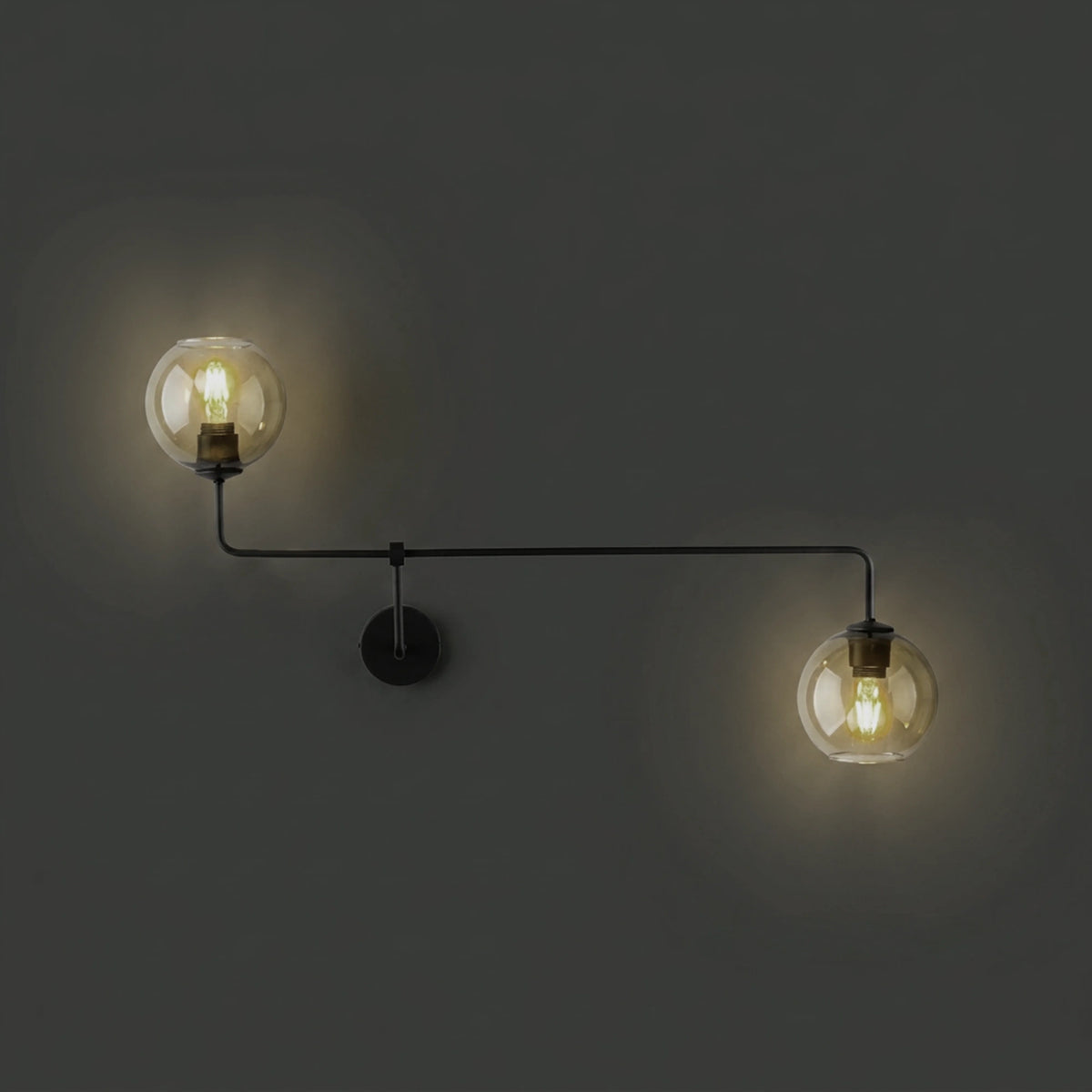Nowodvorski Kinkiet MONACO 25W only LED 50/60Hz - Szkło - Czarny 9362 - lampa włączona
