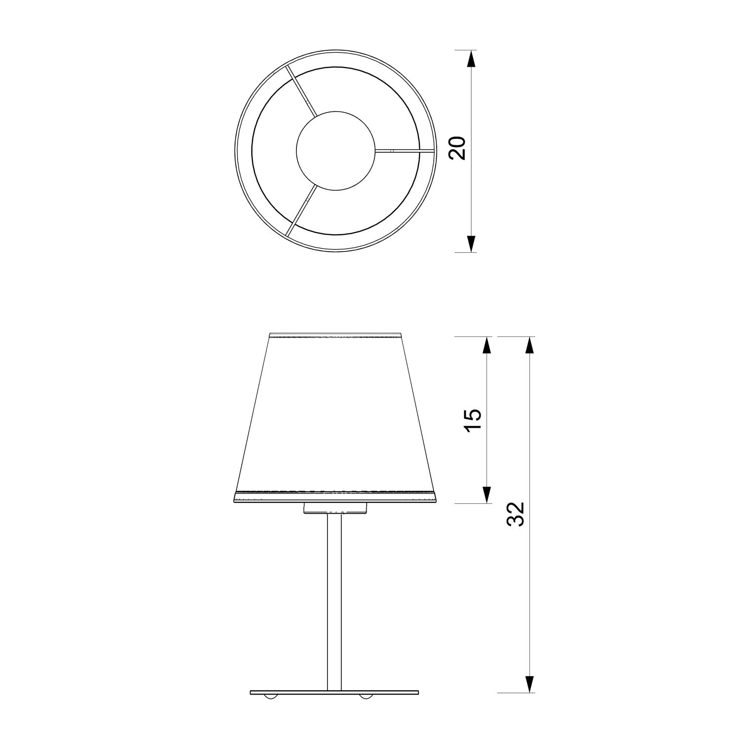 lampka gab. Arden H 34 white, cone shade dia 130/200, h 150 white 1xE27