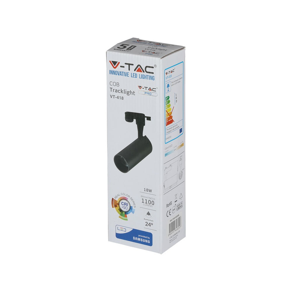 18W Lampa LED na szynoprzewód / Chip SAMSUNG / Barwa:4000K / 5 Lat gwarancji / Obudowa: Czarna