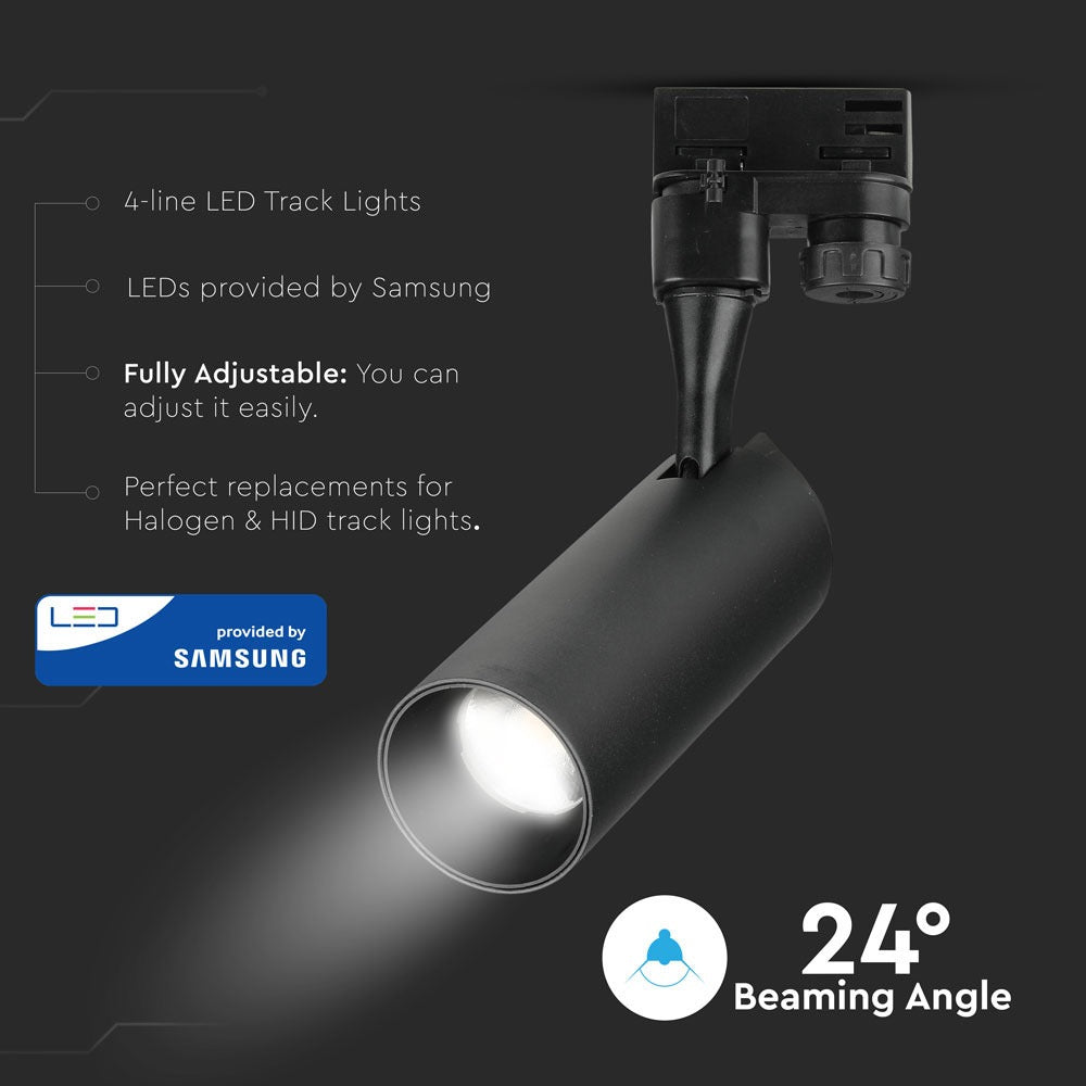 18W Lampa LED na szynoprzewód / Chip SAMSUNG / Barwa:3000K / 5 Lat gwarancji / Obudowa: Czarna