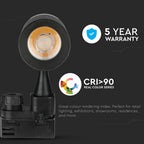 18W Lampa LED na szynoprzewód / Chip SAMSUNG / Barwa:3000K / 5 Lat gwarancji / Obudowa: Czarna