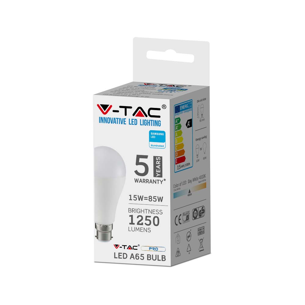 15W A65 Żarówka LED / Chip SAMSUNG / Barwa:4000K / Trzonek:B22