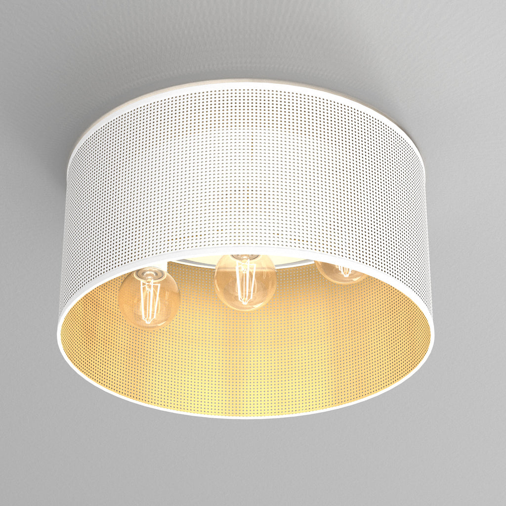 plafon Loft shade white, cylinder shade dia 400 h 200 white/gold 3xE27