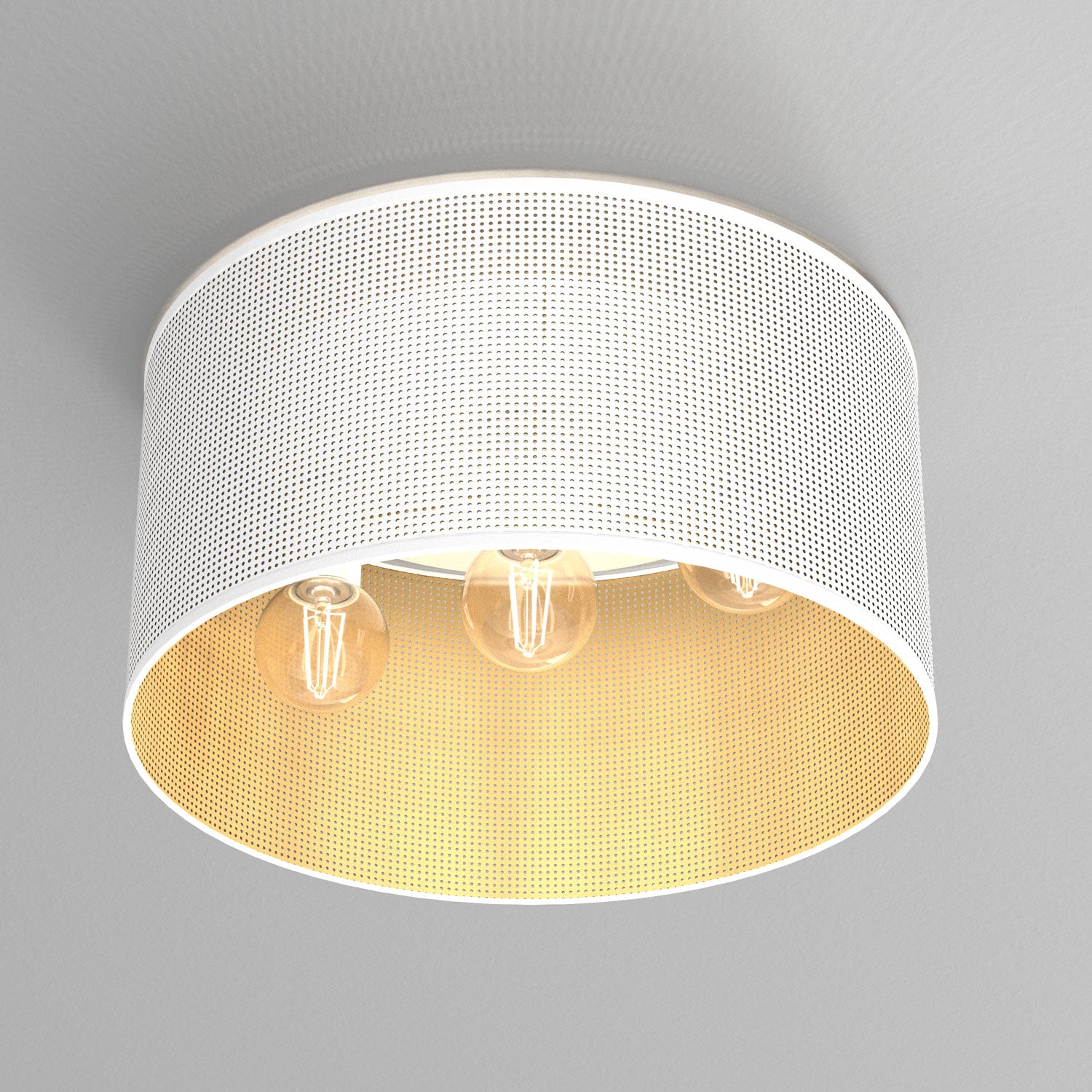 plafon Loft shade white, cylinder shade dia 400 h 200 white/gold 3xE27