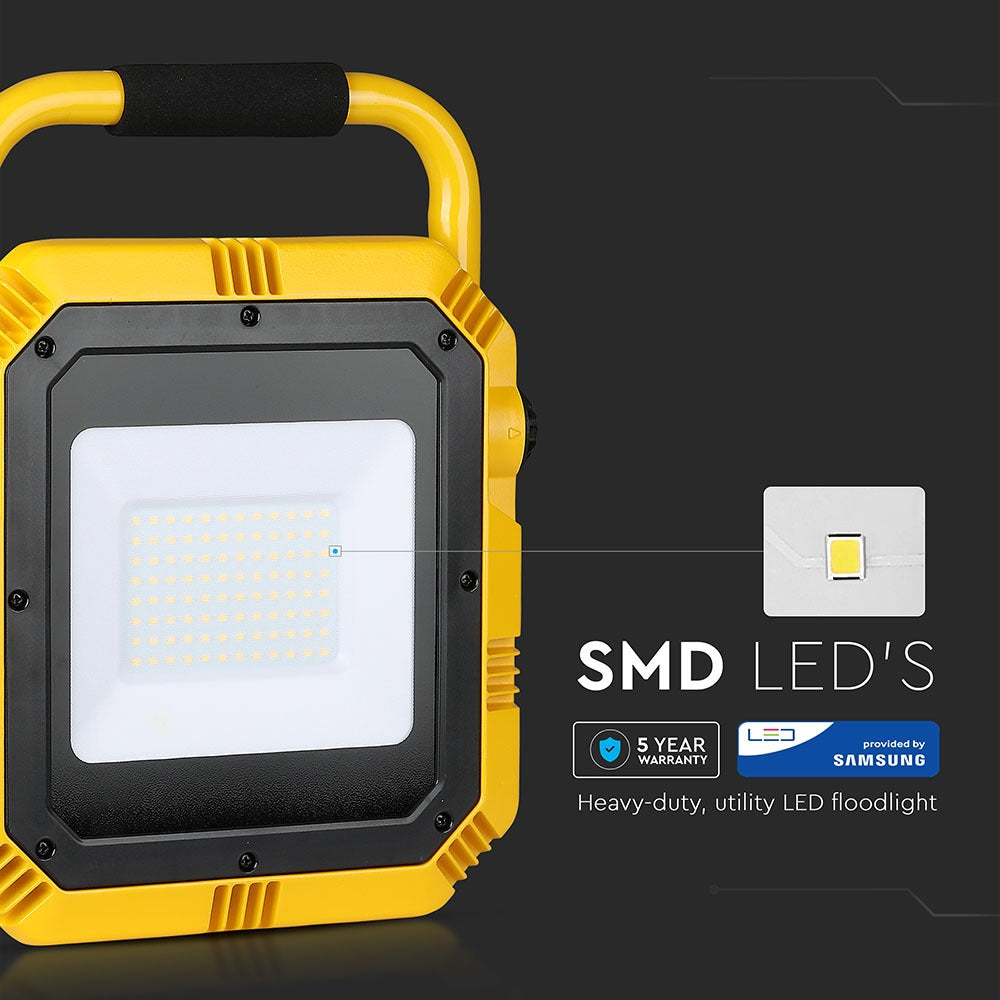 50W Naświetlacz przenośny LED / Chip SAMSUNG / Barwa:4000K / Przewód: 3m