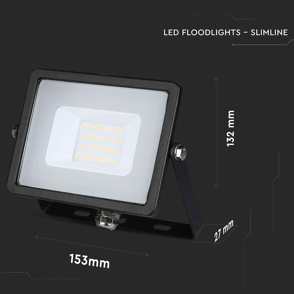 20W Naświetlacz LED SMD / Chip SAMSUNG / Przewód: 3m / Barwa:6400K / Obudowa: Czarna