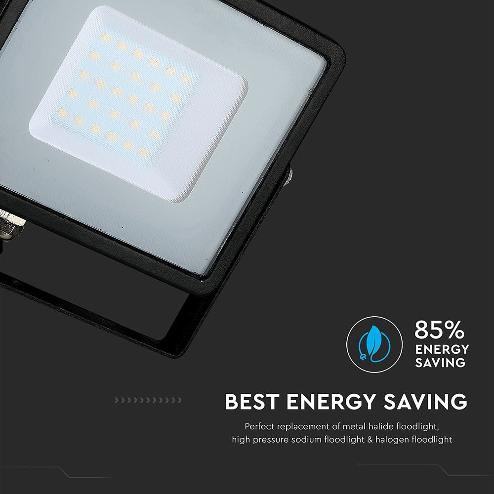 30W Naświetlacz LED SMD / Chip SAMSUNG / Przewód: 1m / Barwa:4000K / Obudowa: Czarna