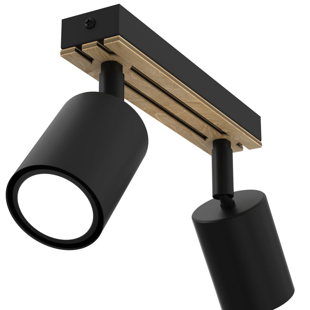 Spot Terra line 200 black/wood/black swivel 2xGU10 (Ceryfikat FSC 100%, SGSCH-COC-070615)