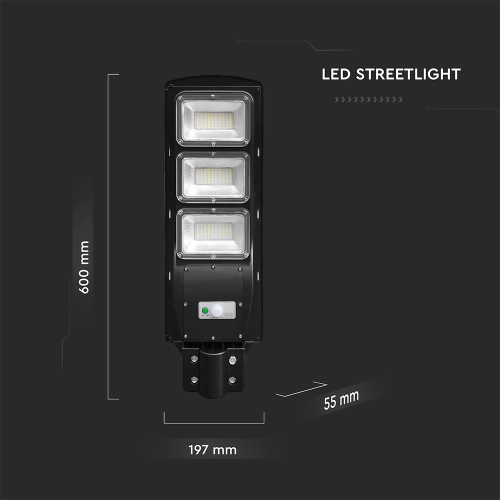 12W Lampa uliczna solarna z czujnikiem ruchu / Barwa:6000K / Obudowa: Czarna