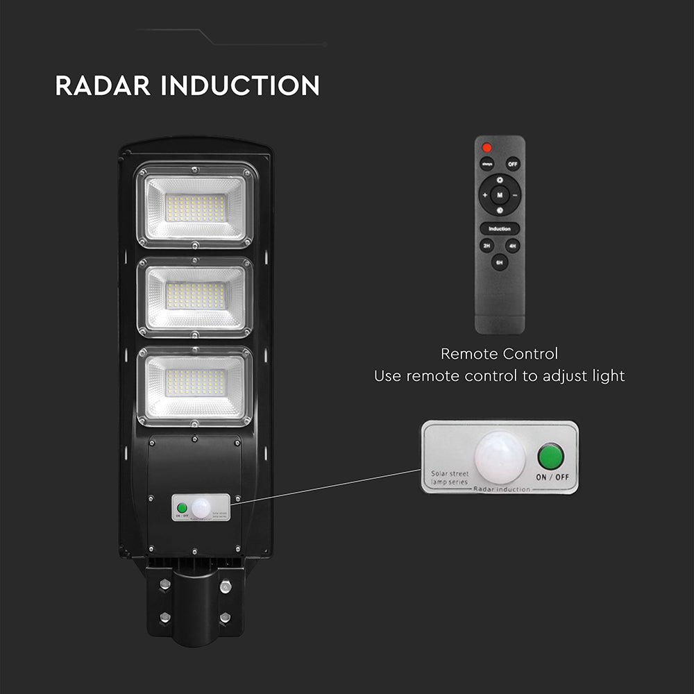 12W Lampa uliczna solarna z czujnikiem ruchu / Barwa:6000K / Obudowa: Czarna