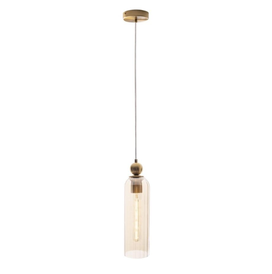 Maxlight Lampa wisząca Campanila - Metal + szkło - Mosiądz + szkło bursztynowe P0510