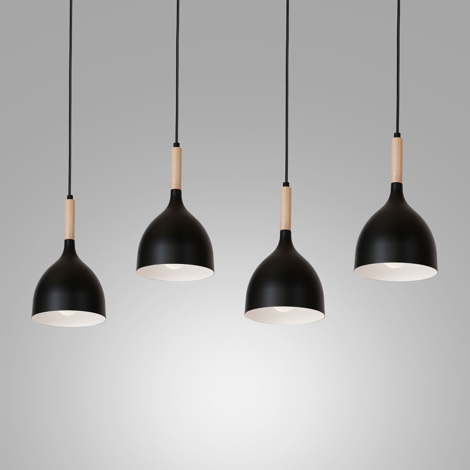 żyrandol line Noak wood black/natural wood 4xE27