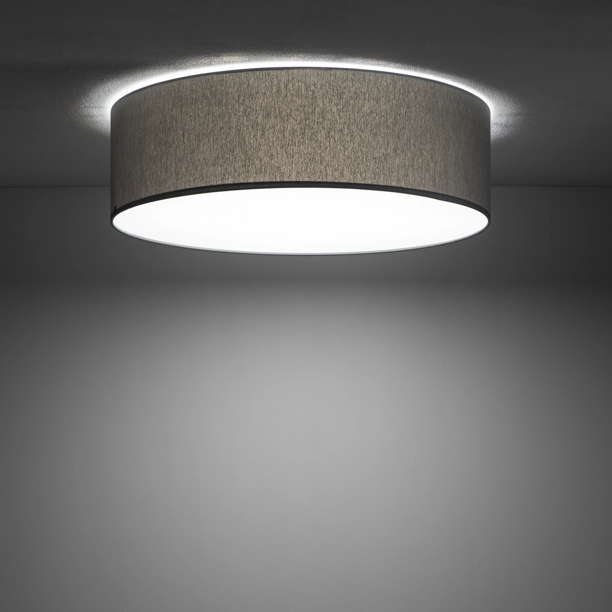Nowodvorski Plafon CAMERON 15W only LED 50/60Hz - Tkanina - Szary I 9682 - lampa włączona