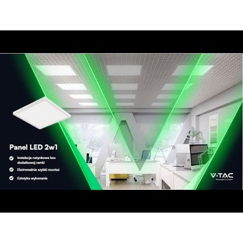 36W Panel LED 600x600mm / 2w1 / Barwa:4000K/ Wydajność: 120lm/w / Kąt 110' / 2 Lat gwarancji / Obudowa: Biała