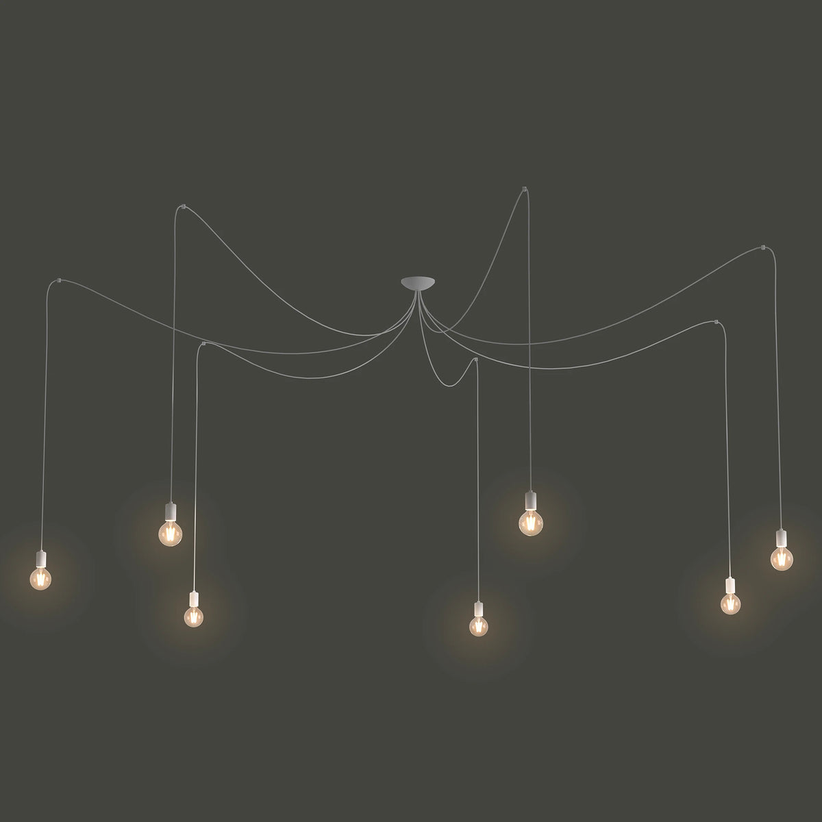 Nowodvorski Lampa wisząca SPIDER 25W only LED 50/60Hz - Przewód w oplocie - Biały I 9743 - lampa włączona