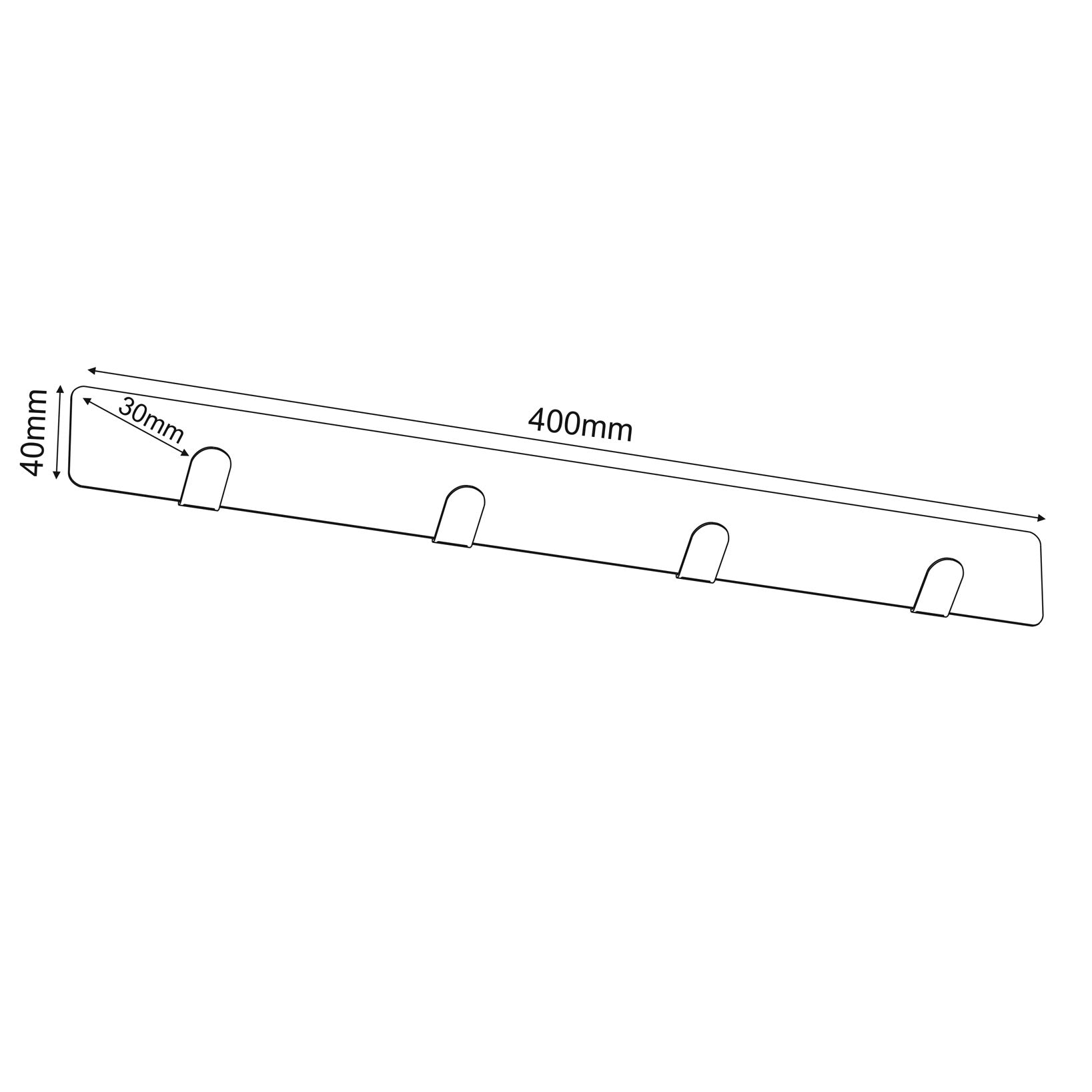 wall towel hanger 40 cm - multiple - 4 rack, black