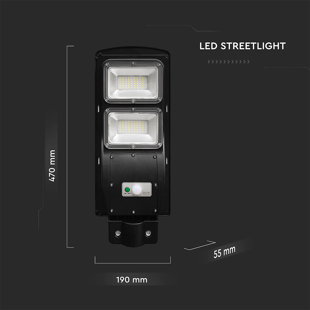 8W Lampa uliczna solarna z czujnikiem ruchu / Barwa:6000K / Obudowa: Czarna