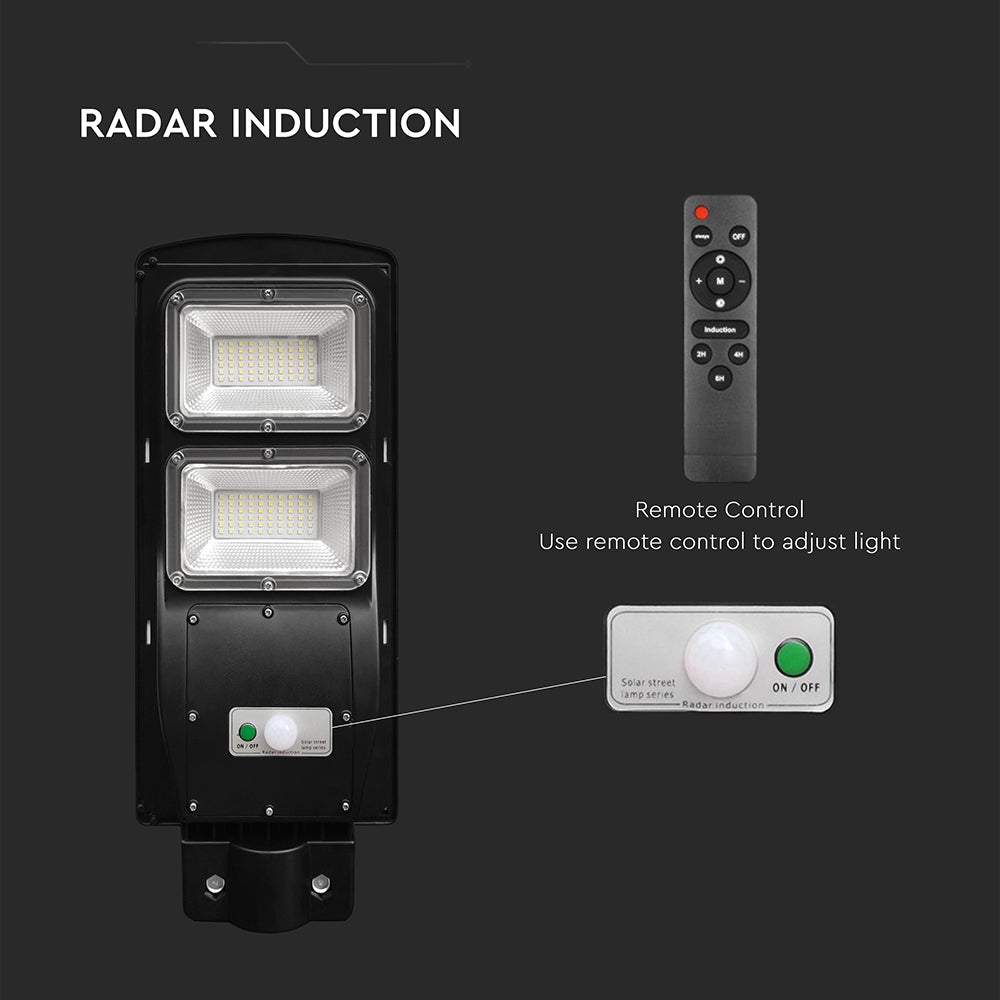 8W Lampa uliczna solarna z czujnikiem ruchu / Barwa:6000K / Obudowa: Czarna