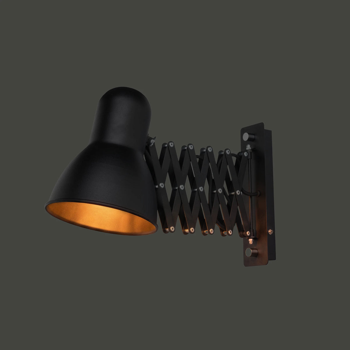 Nowodvorski Kinkiet regulowany z włącznikiem HARMONY 25W only LED 50/60Hz - Stal lakierowana - Czarny 9890 - lampa włączona