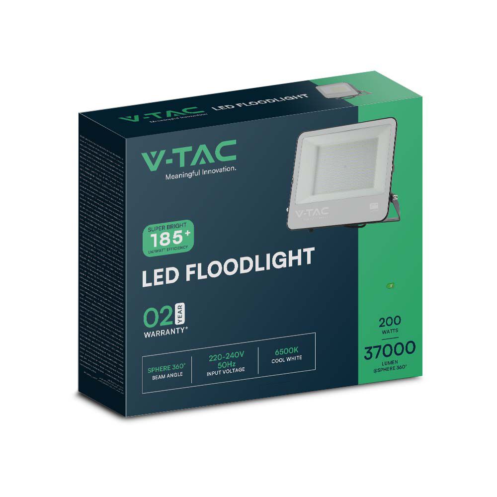 200W Naświetlacz LED SMD / Barwa:6500K / Obudowa: Czarna / Skuteczność 185lm/W