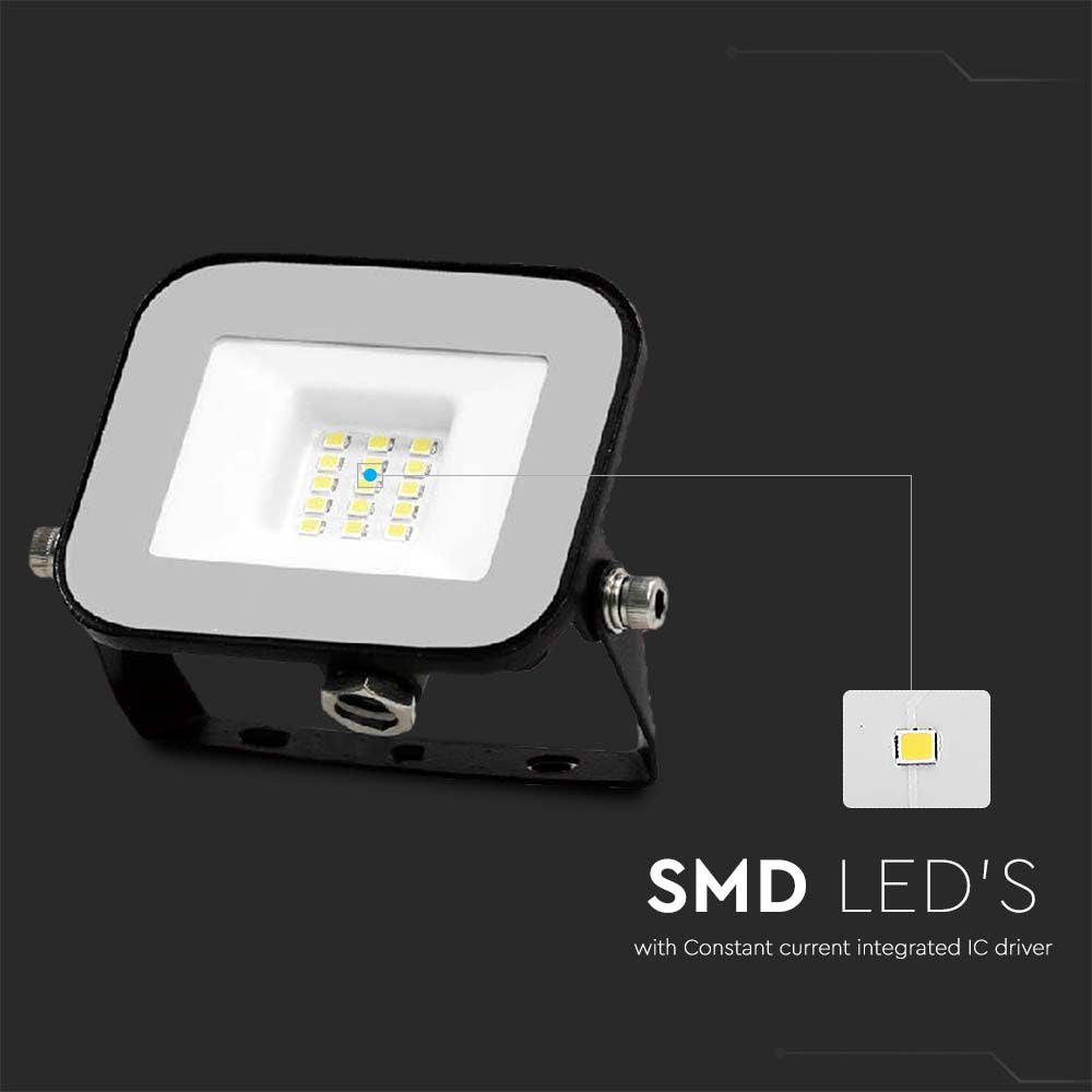 10W Naświetlacz LED SMD / Chip SAMSUNG / Barwa:6500K / Obudowa: Czarna