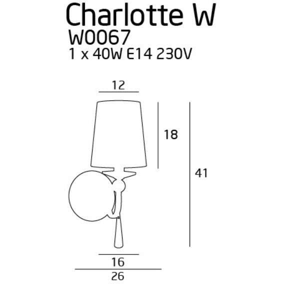 Maxlight Kinkiet Charlotte - Metal + szkło + tkanina - Chrom W0067
